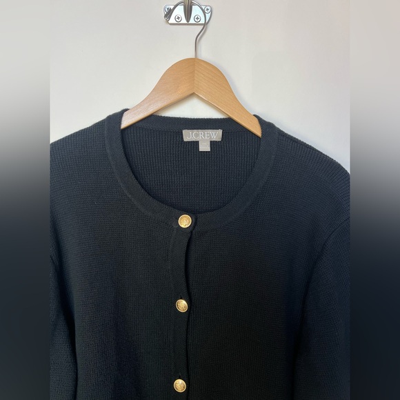 J.Crew Emilie Patch-Pocket Sweater Lady Jacket Cardigan Black Gold‎ Buttons XXL - Picture 3 of 10